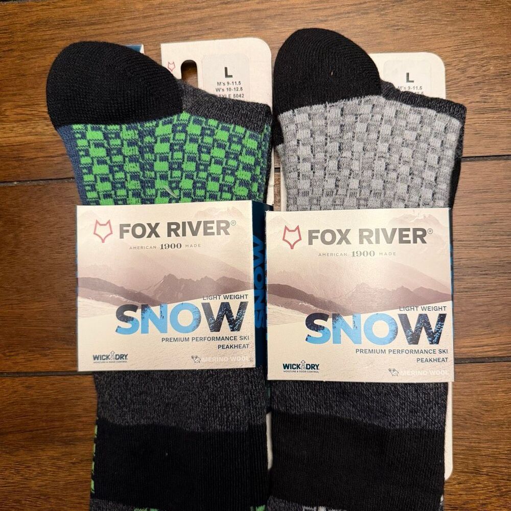 Fox River Lot 2 Park Rat Merino Wool Ski Outdoor OTC Socks Large NWT